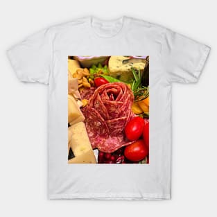 Abstract Pepperoni Rose on a Charcuterie Board T-Shirt